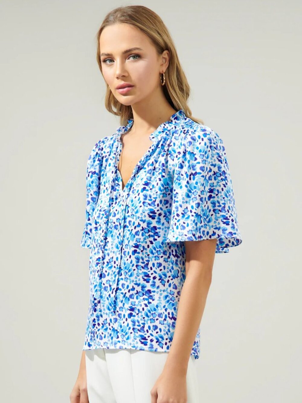Sugarlips Dew Drop Ruffle Split Neck Dupont Top NWOT Sz. Small SOLD OUT ON WEB